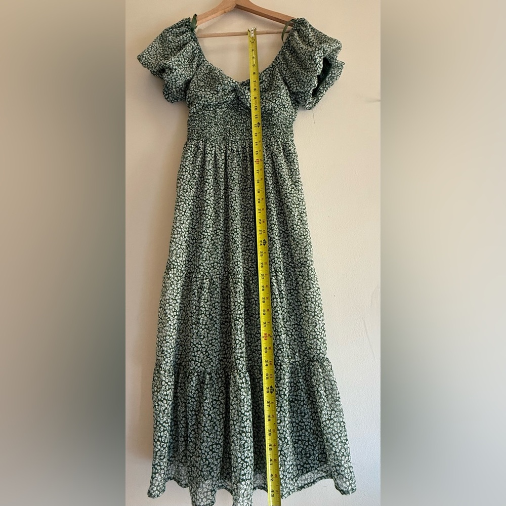 Trixxi Sage Green Floral Puff-Sleeve Tiered Maxi Dress - Picture 3 of 4